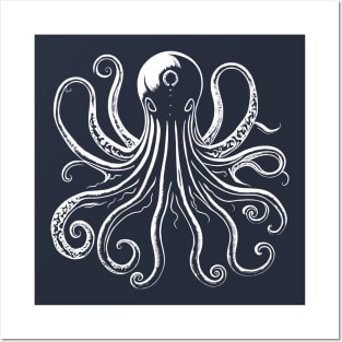 White octopus Posters and Art